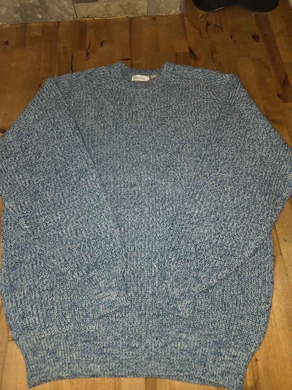 Vintage Brian MacNeil Knitwear Sweater Mens XL/T Blue Marl Chunky Knit Crewneck